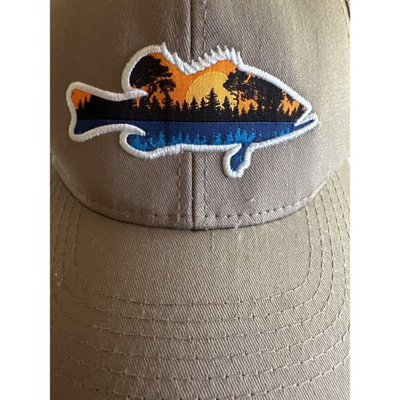 Khaki Meshback Outdoor Fishing Embroidered Design Hat Cap Adjustable - Picture 2 of 7